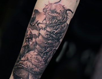 custom alice in wonderland tattoo absolem